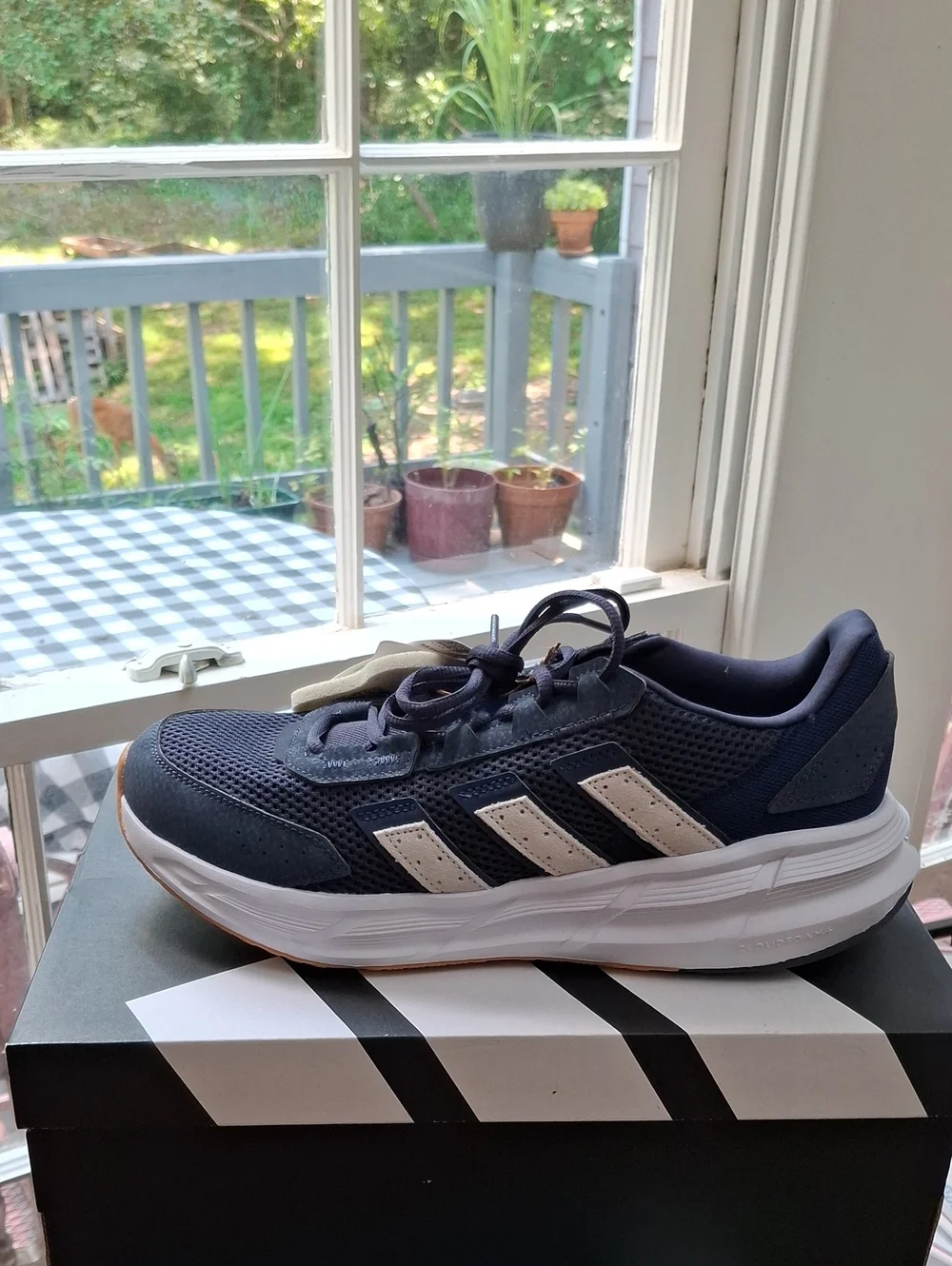 adidas Navy and White Running Sneakers